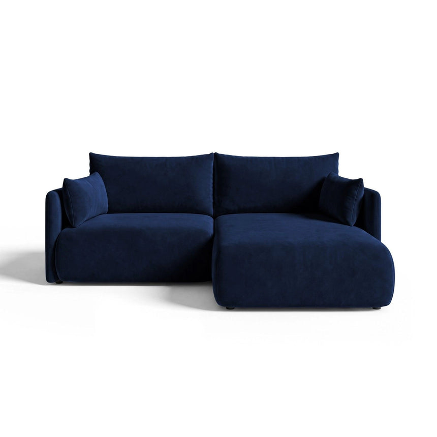 Orta 3-Sitzer Ecksofa rechts mit Schlaffunktion, ausklappbar, aus Samt in Königsblau (Bluvel 86), 215x151 cm von Ferrani Interiors – Bild 1