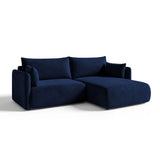 Orta 3-Sitzer Ecksofa rechts mit Schlaffunktion, ausklappbar, aus Samt in Königsblau (Bluvel 86), 215x151 cm von Ferrani Interiors – Bild 3