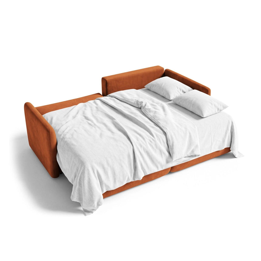 Orta 3-Sitzer Ecksofa rechts mit Schlaffunktion, ausklappbar, aus Samt in Terrakotta (Bluvel 4215), 215x151 cm von Ferrani Interiors – Bild 4
