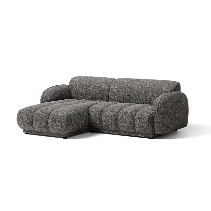 Treviso 3-Sitzer Ecksofa links aus Bouclé in Dunkelgrau meliert (Miles Charcoal), 216x148 cm von Ferrani Interiors – Bild 3