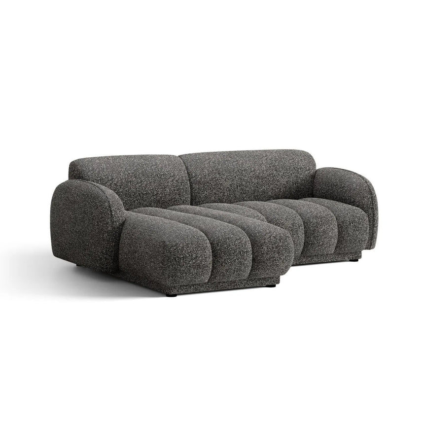 Treviso 3-Sitzer Ecksofa links aus Bouclé in Dunkelgrau meliert (Miles Charcoal), 216x148 cm von Ferrani Interiors – Bild 4