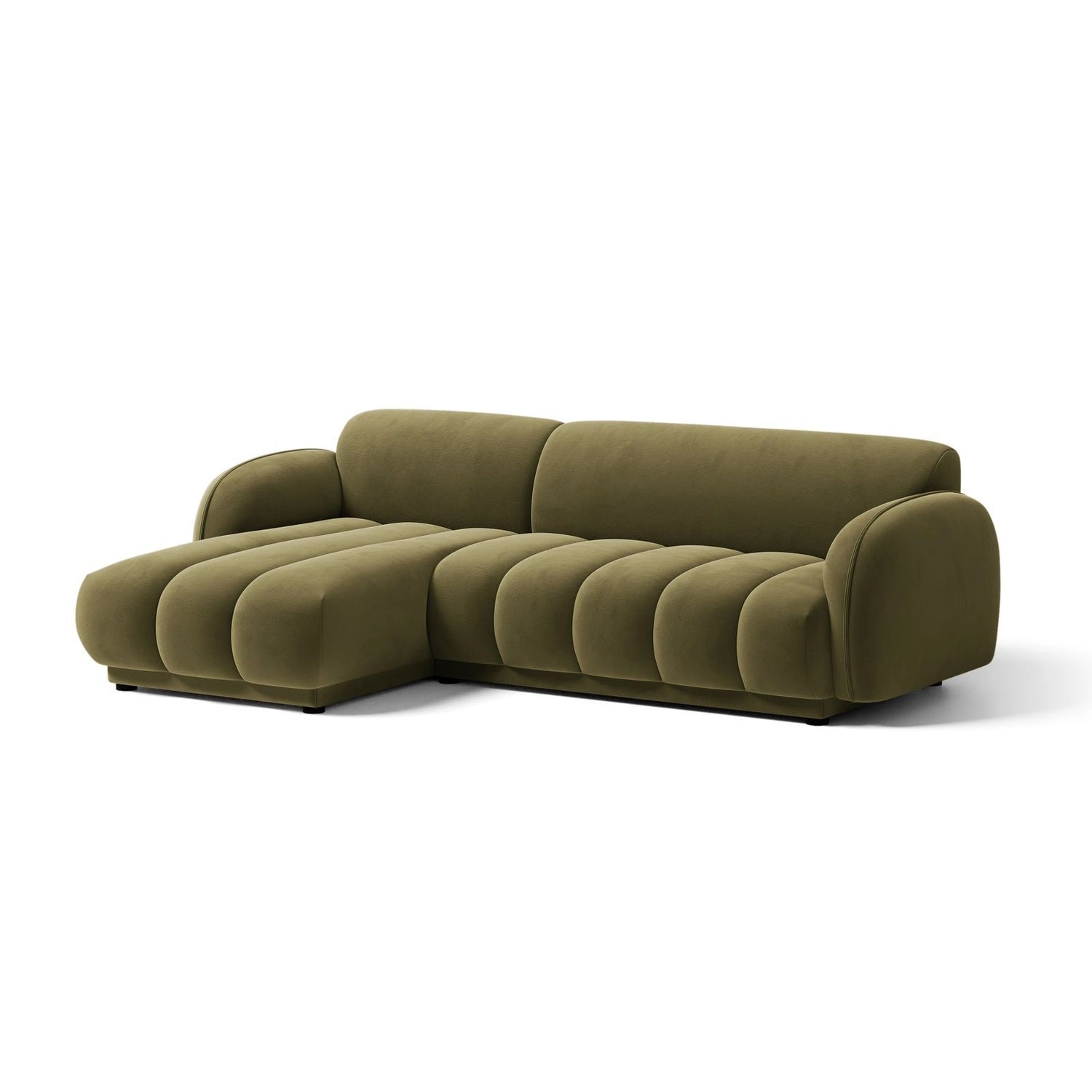 Treviso 3-Sitzer Ecksofa links aus Samt in Hellgrün (Casino Forest), 244x148 cm von Ferrani Interiors – Bild 3