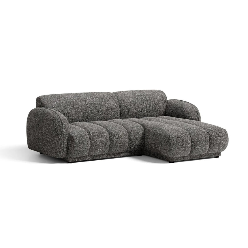 Treviso 3-Sitzer Ecksofa rechts aus Bouclé in Dunkelgrau meliert (Miles Charcoal), 216x148 cm von Ferrani Interiors – Bild 3