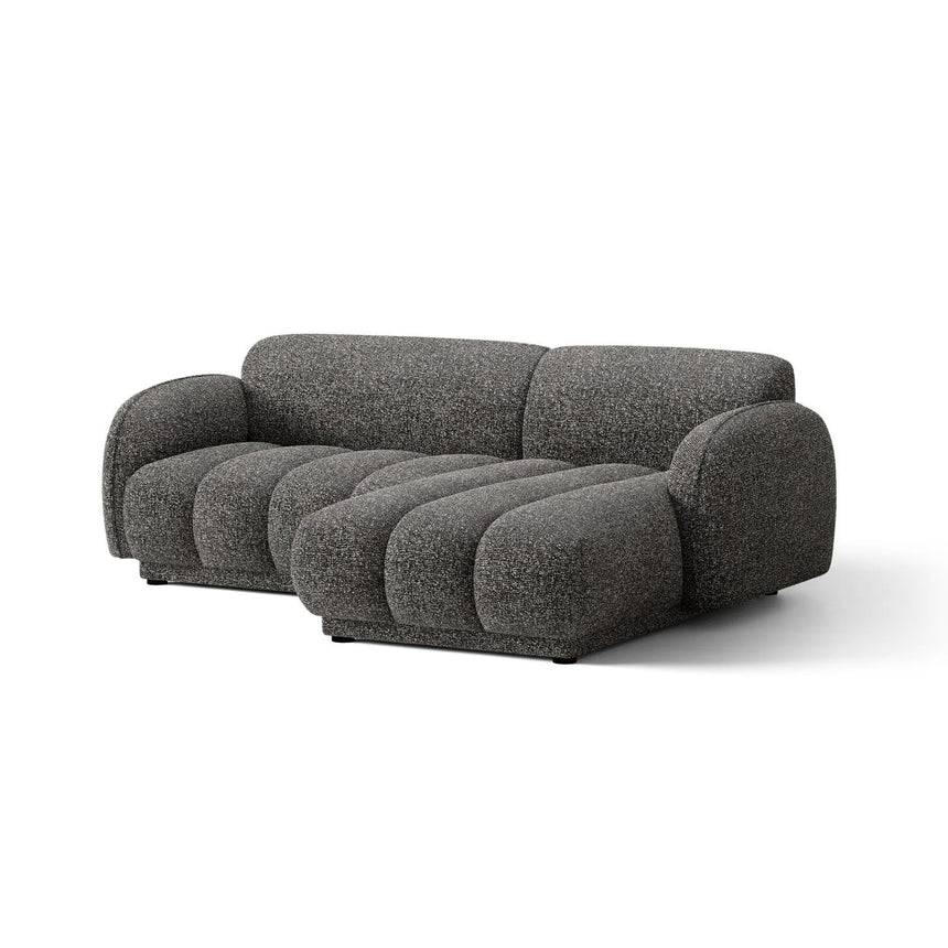 Treviso 3-Sitzer Ecksofa rechts aus Bouclé in Dunkelgrau meliert (Miles Charcoal), 216x148 cm von Ferrani Interiors – Bild 4