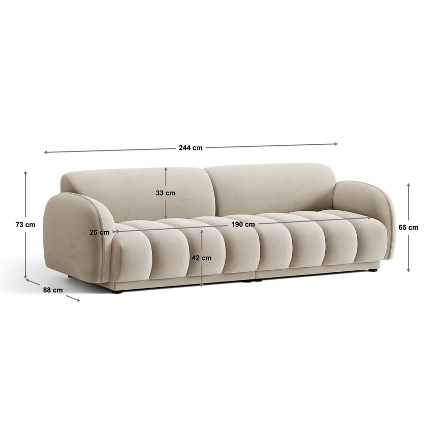Treviso 4-Sitzer Sofa aus Bouclé in Amazonasgrün (Miles Forest), 244x88 cm von Ferrani Interiors – Bild 2