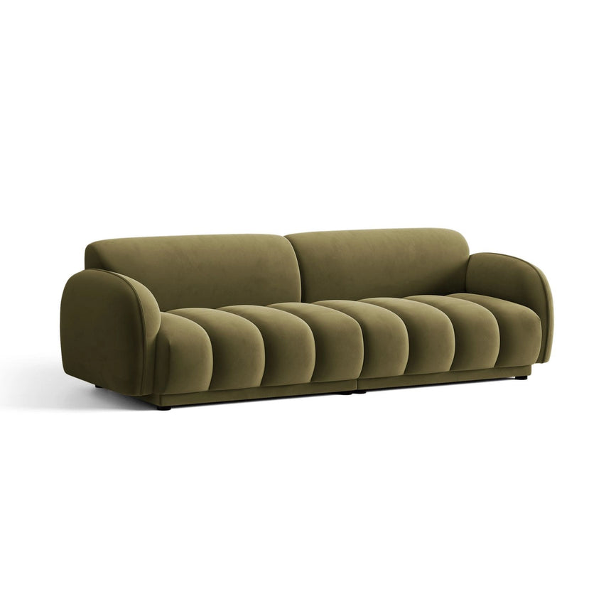 Treviso 4-Sitzer Sofa aus Samt in Hellgrün (Casino Forest), 244x88 cm von Ferrani Interiors – Bild 3
