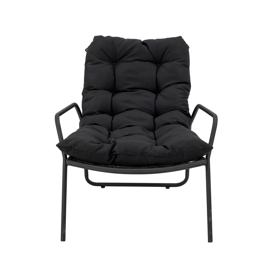 Boel Liegestuhl mit Hocker, Schwarz, Metall - ZEN ZONE Furniture