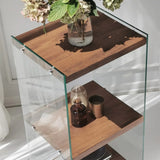 2-Fächer Regal Aqua aus gehärtetem Glas und Massivholz, 40×35×80 cm von Hanah Home – Bild 2
