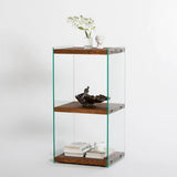 2-Fächer Regal Aqua aus gehärtetem Glas und Massivholz, 40×35×80 cm von Hanah Home – Bild 3