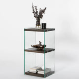 2-Fächer Regal Aqua aus gehärtetem Glas und Massivholz in Anthrazit, 40×35×80 cm von Hanah Home – Bild 3