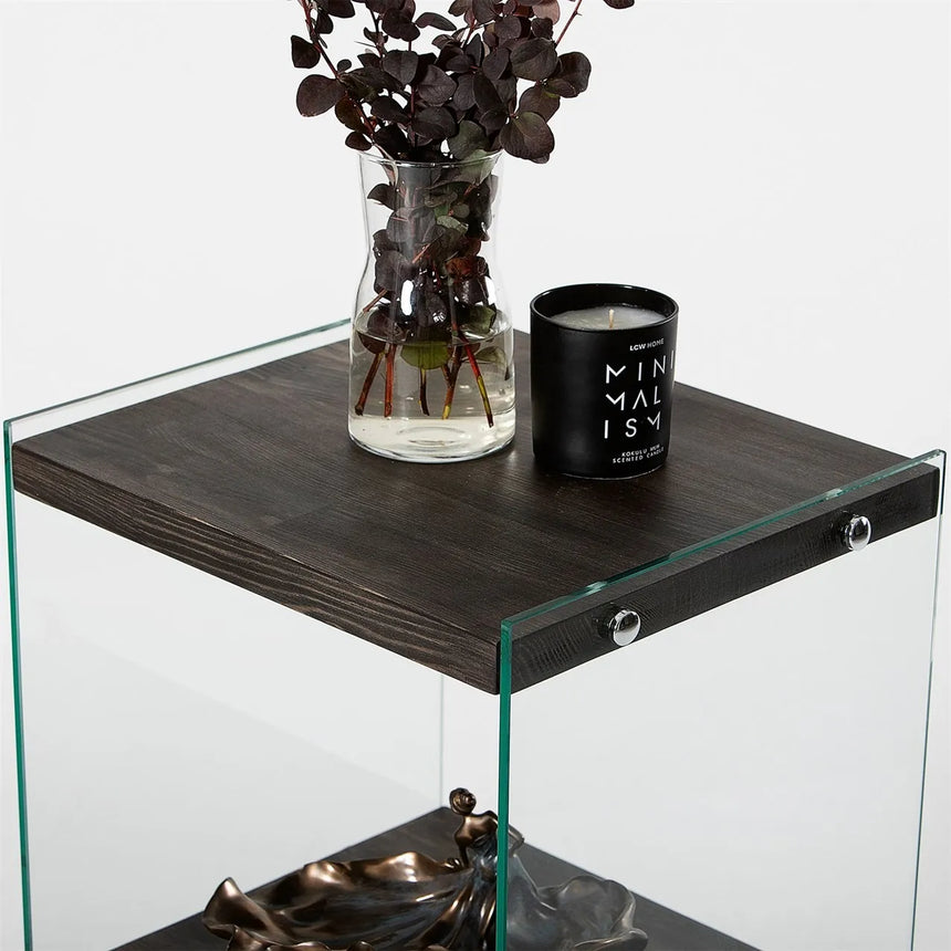 2-Fächer Regal Aqua aus gehärtetem Glas und Massivholz in Anthrazit, 40×35×80 cm von Hanah Home – Bild 5