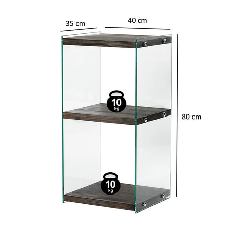 2-Fächer Regal Aqua aus gehärtetem Glas und Massivholz in Anthrazit, 40×35×80 cm von Hanah Home – Bild 7