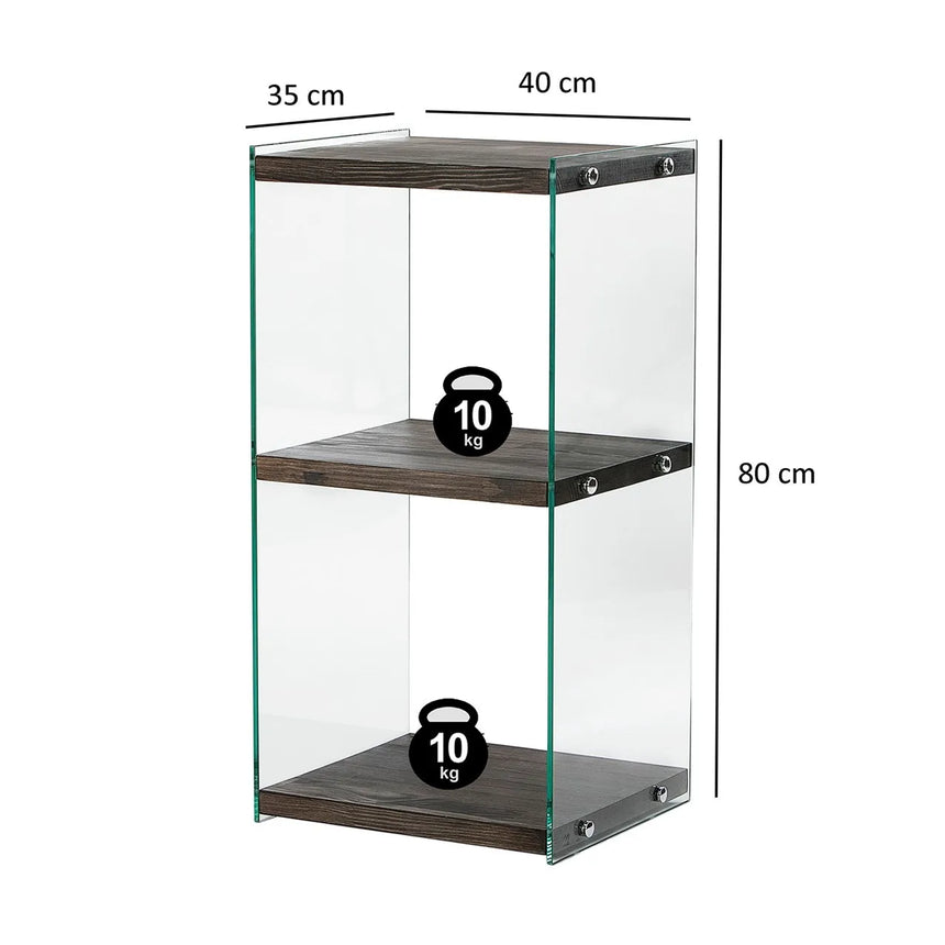 2-Fächer Regal Aqua aus gehärtetem Glas und Massivholz in Anthrazit, 40×35×80 cm von Hanah Home – Bild 7