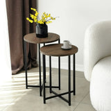 2er-Set Beistelltisch Neta aus massivem Kiefernholz und Metall 35Ø von Hanah Home – Bild 2
