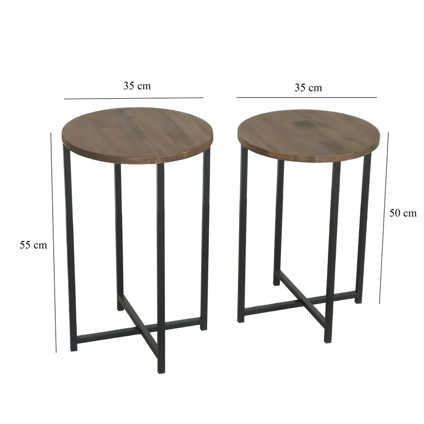 2er-Set Beistelltisch Neta aus massivem Kiefernholz und Metall 35Ø von Hanah Home – Bild 9