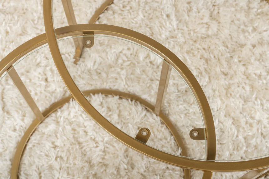 2er-Set Couchtisch Aurum aus Sicherheitsglas und Metall in Gold und Transparent 60Ø von Hanah Home – Bild 5