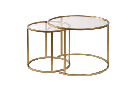 2er-Set Couchtisch Aurum aus Sicherheitsglas und Metall in Gold und Transparent 60Ø von Hanah Home – Bild 6