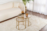 2er-Set Couchtisch Aurum aus gehärtetem Glas und Metall 60Ø von Hanah Home – Bild 1