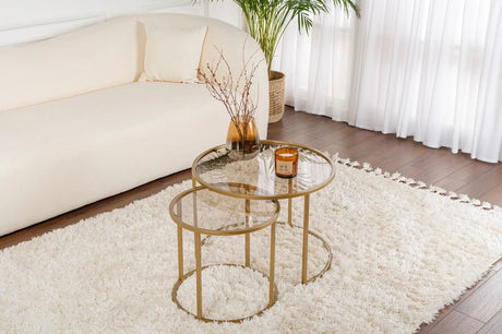 2er-Set Couchtisch Aurum aus gehärtetem Glas und Metall 60Ø von Hanah Home – Bild 1