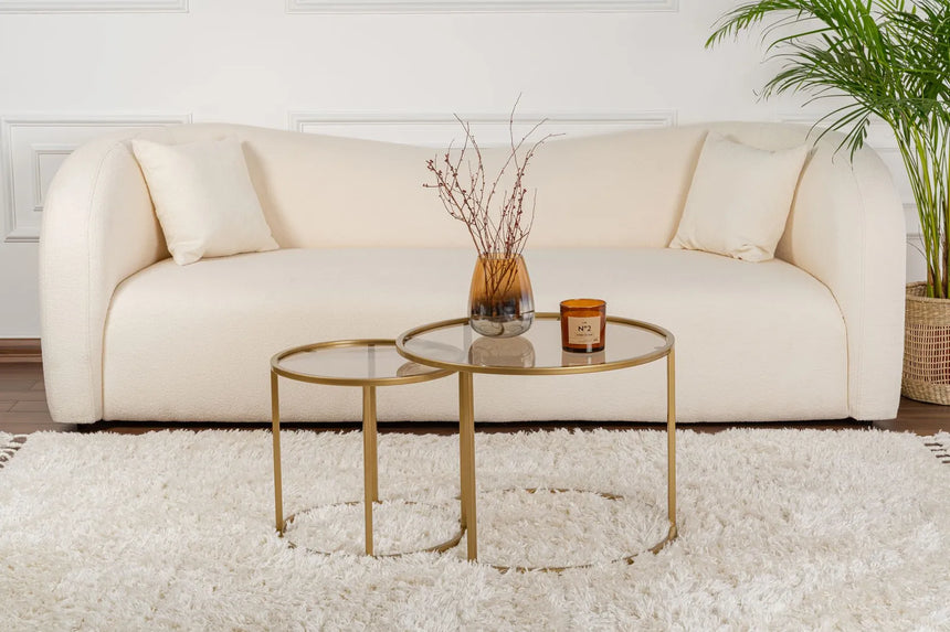 2er-Set Couchtisch Aurum aus gehärtetem Glas und Metall 60Ø von Hanah Home – Bild 2