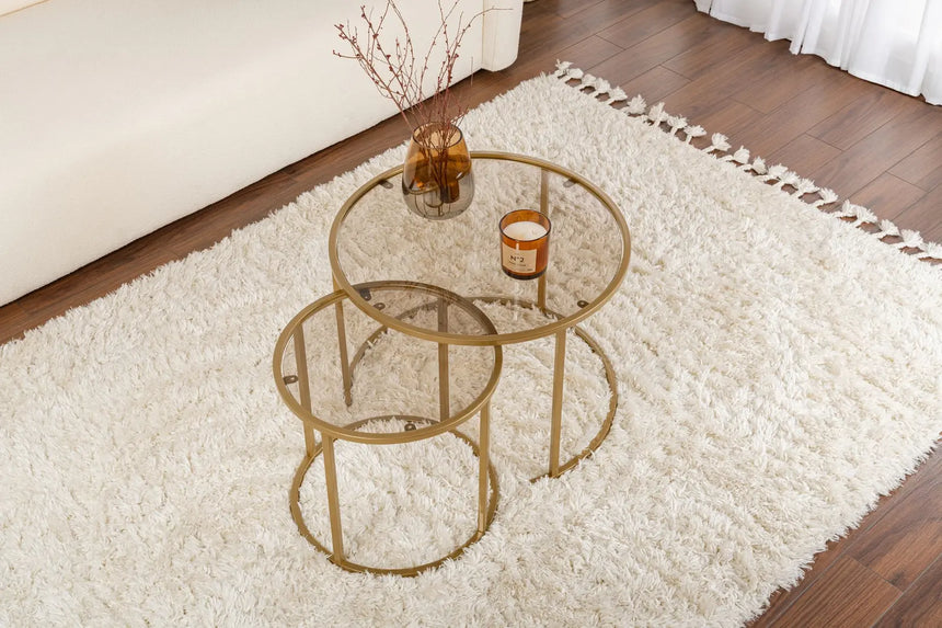 2er-Set Couchtisch Aurum aus gehärtetem Glas und Metall 60Ø von Hanah Home – Bild 4