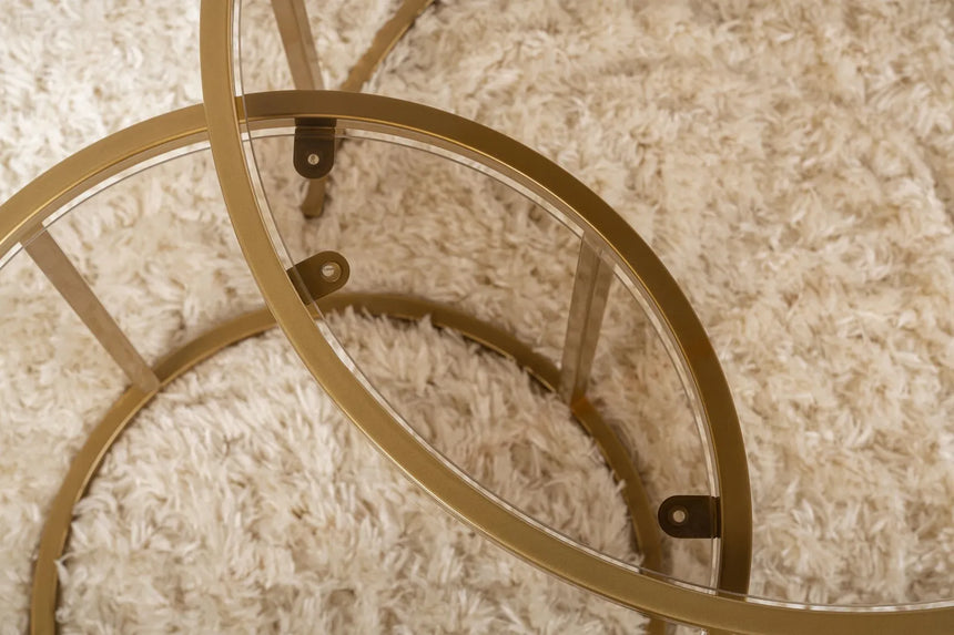 2er-Set Couchtisch Aurum aus gehärtetem Glas und Metall 60Ø von Hanah Home – Bild 5