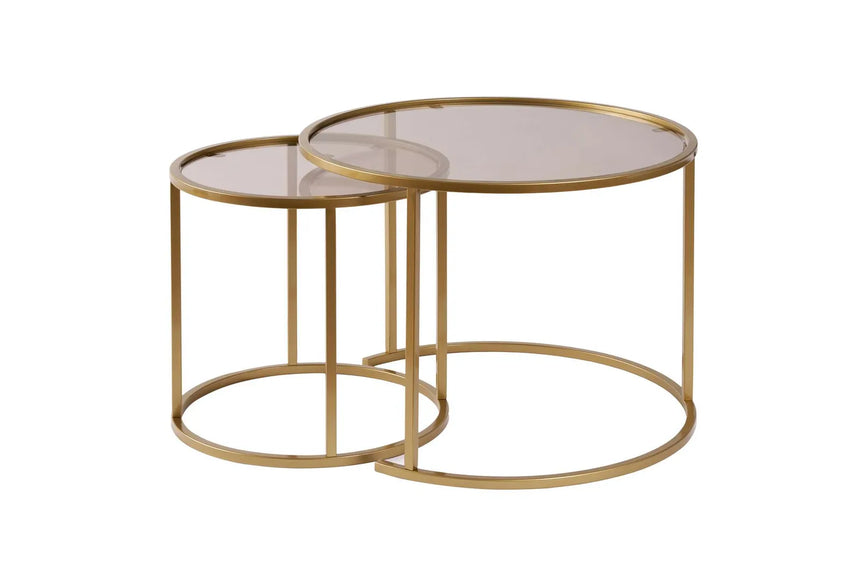 2er-Set Couchtisch Aurum aus gehärtetem Glas und Metall 60Ø von Hanah Home – Bild 6