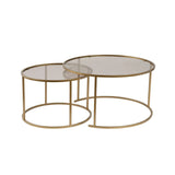 2er-Set Couchtisch Aurum aus gehärtetem Glas und Metall 80Ø - ZEN ZONE Furniture