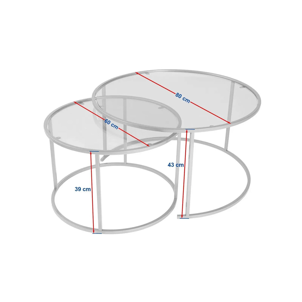 2er-Set Couchtisch Aurum aus gehärtetem Glas und Metall 80Ø - ZEN ZONE Furniture