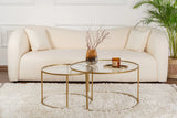 2er-Set Couchtisch Aurum aus gehärtetem Glas und Metall in Gold und Transparent 80Ø von Hanah Home – Bild 2