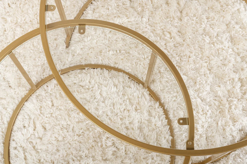 2er-Set Couchtisch Aurum aus gehärtetem Glas und Metall in Gold und Transparent 80Ø von Hanah Home – Bild 5