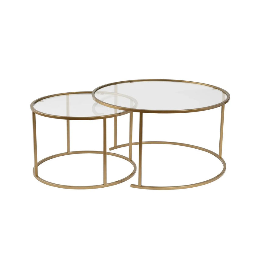 2er-Set Couchtisch Aurum aus gehärtetem Glas und Metall 80Ø - ZEN ZONE Furniture
