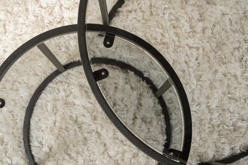 2er-Set Couchtisch Aurum aus gehärtetem Glas und Metall in Schwarz und Grau 60Ø von Hanah Home – Bild 5