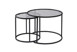 2er-Set Couchtisch Aurum aus gehärtetem Glas und Metall in Schwarz und Grau 60Ø von Hanah Home – Bild 6
