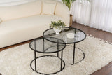 2er-Set Couchtisch Aurum aus gehärtetem Glas und Metall in Schwarz und Grau 80Ø von Hanah Home – Bild 1
