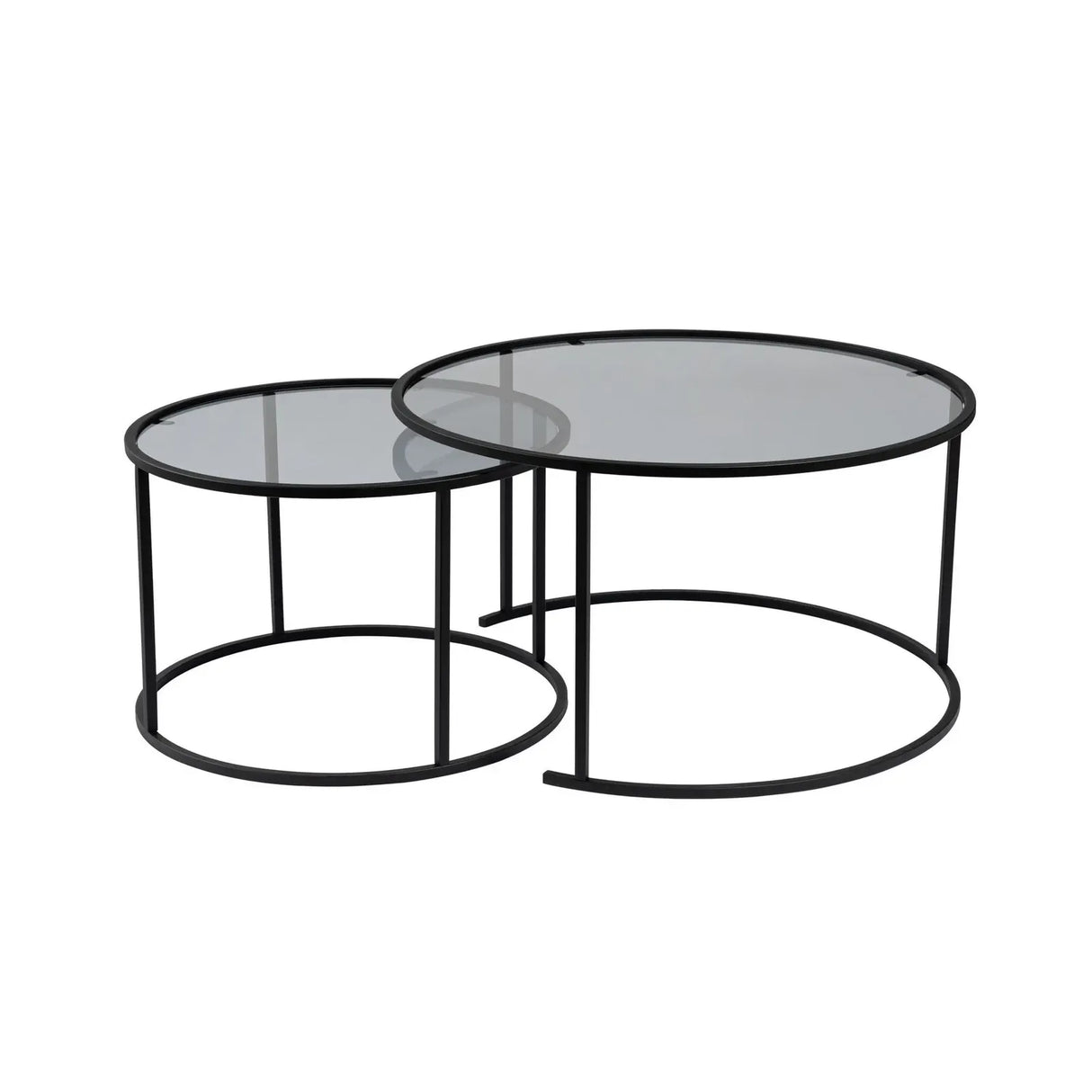 2er-Set Couchtisch Aurum aus gehärtetem Glas und Metall 80Ø - ZEN ZONE Furniture