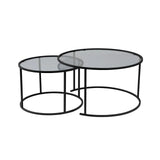 2er-Set Couchtisch Aurum aus gehärtetem Glas und Metall 80Ø - ZEN ZONE Furniture