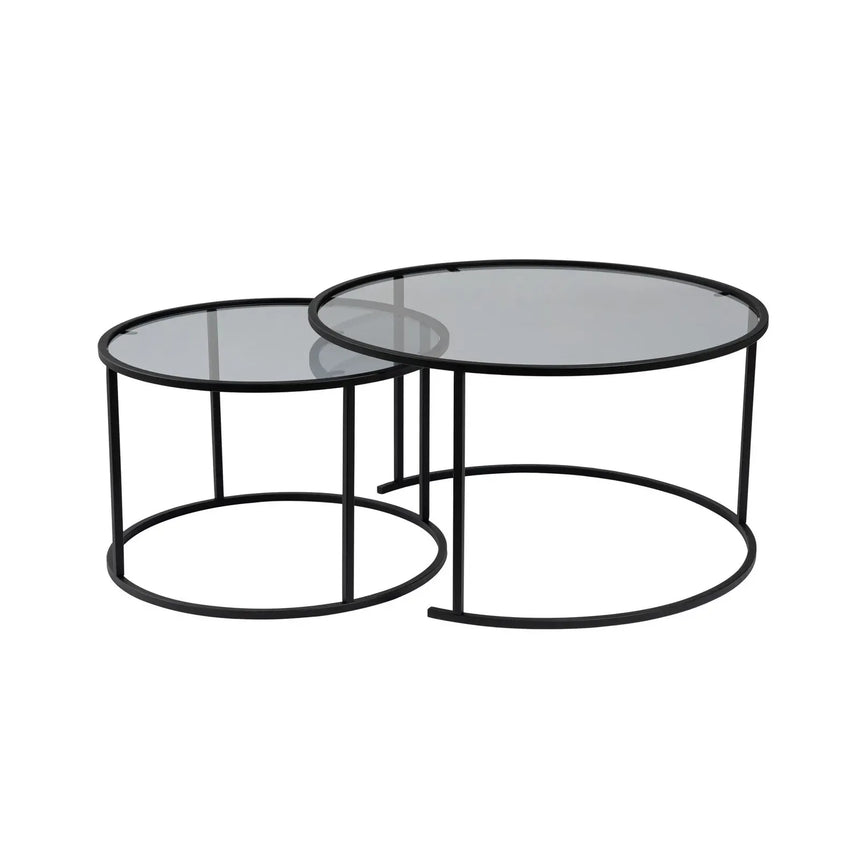 2er-Set Couchtisch Aurum aus gehärtetem Glas und Metall 80Ø - ZEN ZONE Furniture