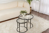 2er-Set Couchtisch Aurum aus gehärtetem Glas und Metall in Schwarz und Transparent 60Ø von Hanah Home – Bild 1