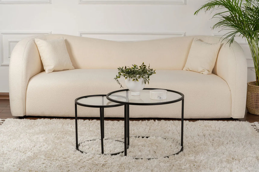 2er-Set Couchtisch Aurum aus gehärtetem Glas und Metall in Schwarz und Transparent 60Ø von Hanah Home – Bild 2