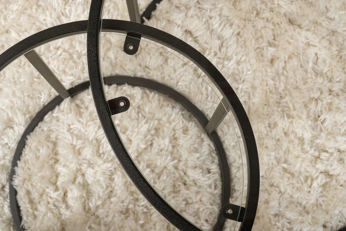 2er-Set Couchtisch Aurum aus gehärtetem Glas und Metall in Schwarz und Transparent 60Ø von Hanah Home – Bild 5