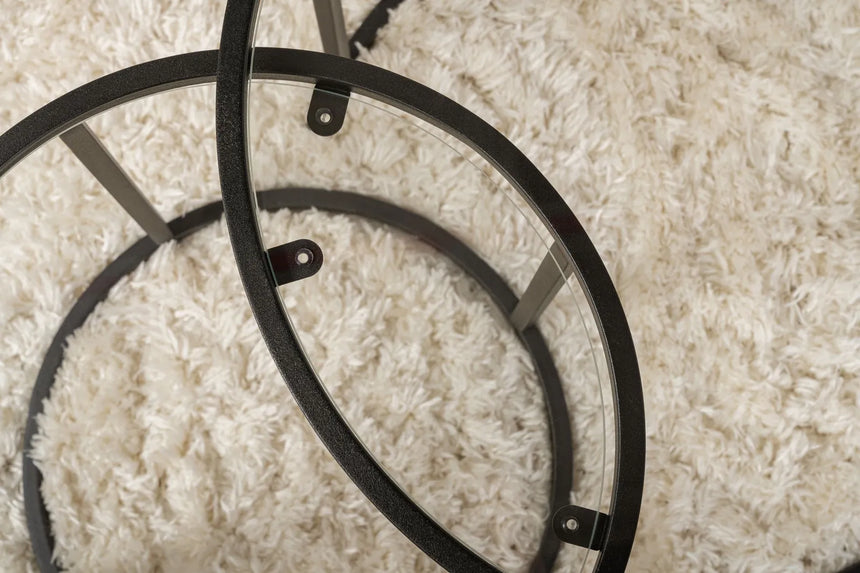 2er-Set Couchtisch Aurum aus gehärtetem Glas und Metall in Schwarz und Transparent 60Ø von Hanah Home – Bild 5