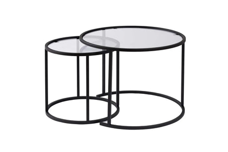 2er-Set Couchtisch Aurum aus gehärtetem Glas und Metall in Schwarz und Transparent 60Ø von Hanah Home – Bild 6