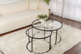 2er-Set Couchtisch Aurum aus gehärtetem Glas und Metall in Schwarz und Transparent 80Ø von Hanah Home – Bild 1