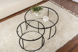 2er-Set Couchtisch Aurum aus gehärtetem Glas und Metall in Schwarz und Transparent 80Ø von Hanah Home – Bild 4