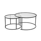 2er-Set Couchtisch Aurum aus gehärtetem Glas und Metall 80Ø - ZEN ZONE Furniture