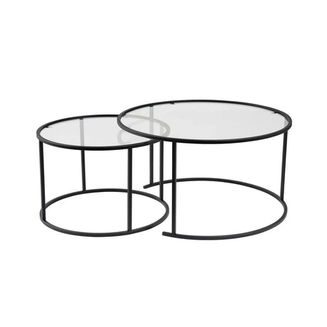 2er-Set Couchtisch Aurum aus gehärtetem Glas und Metall 80Ø - ZEN ZONE Furniture