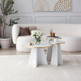 2er-Set Couchtisch Mushroom aus melaminbeschichteten Holz in Gold und Weiß von Hanah Home – Bild 2