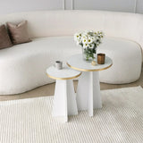 2er-Set Couchtisch Mushroom aus melaminbeschichteten Holz in Gold und Weiß von Hanah Home – Bild 3