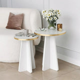 2er-Set Couchtisch Mushroom aus melaminbeschichteten Holz in Gold und Weiß von Hanah Home – Bild 5